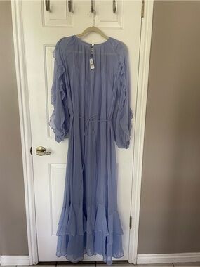 LOFT Lavender Ruffle Sleeve Maxi Dress
